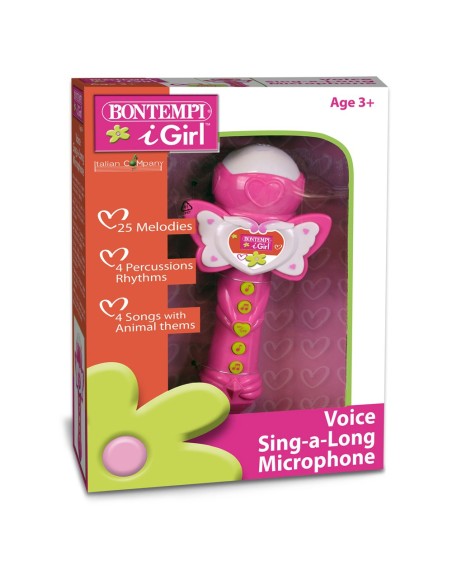 Microfono karaoke rosa con effetti luminosi BON41 2071 Bontempi | Futurartshop.com