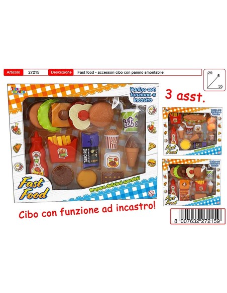 Confezione Cibo Fast Food - 3 modelli TOY27215 Toys Garden | Futurartshop.com