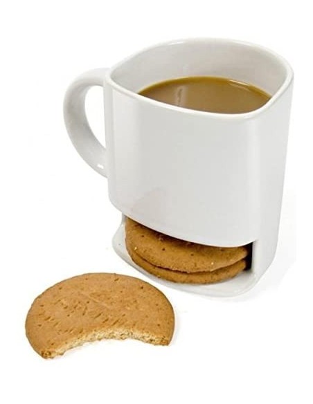 White ceramic mug with cookie holder 250 ml TOTXL0473 Futurart | Futurartshop.com