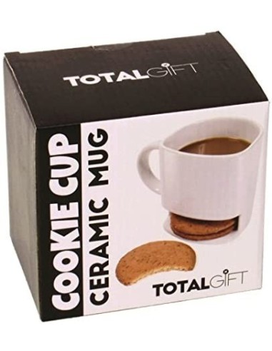 White ceramic mug with cookie holder 250 ml TOTXL0473 Futurart | Futurartshop.com