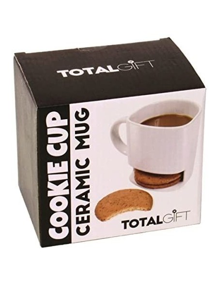 White ceramic mug with cookie holder 250 ml TOTXL0473 Futurart | Futurartshop.com