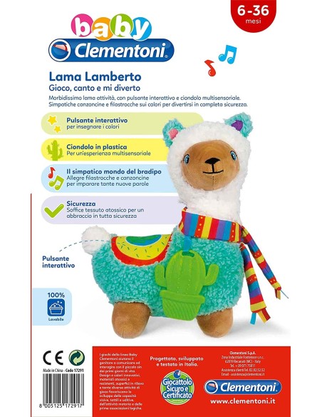 Peluche Lama Lamberto - Gioco Canto e mi Diverto CLE17291 Clementoni | Futurartshop.com