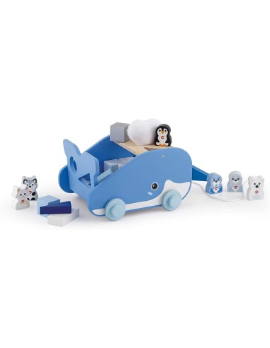 Sevi-whale with wooden cubes TRU88021 Trudi | Futurartshop.com