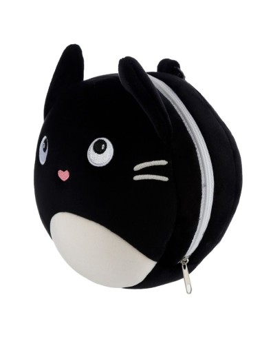 Black kitten shape travel pillow with eye mask China manufacturer PUCCUSH249 Futurart | Futurartshop.com