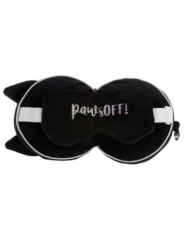 Black kitten shape travel pillow with eye mask China manufacturer PUCCUSH249 Futurart | Futurartshop.com