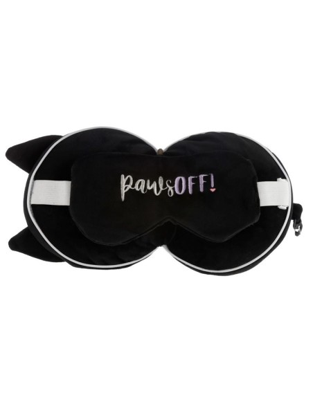 Black kitten shape travel pillow with eye mask China manufacturer PUCCUSH249 Futurart | Futurartshop.com