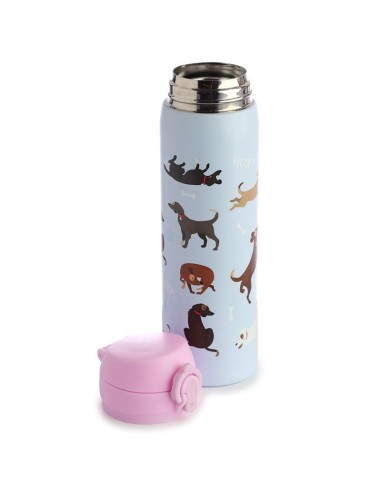 Stainless steel thermal water bottle with dogs - 470 ml PUCBOT147 Futurart | Futurartshop.com