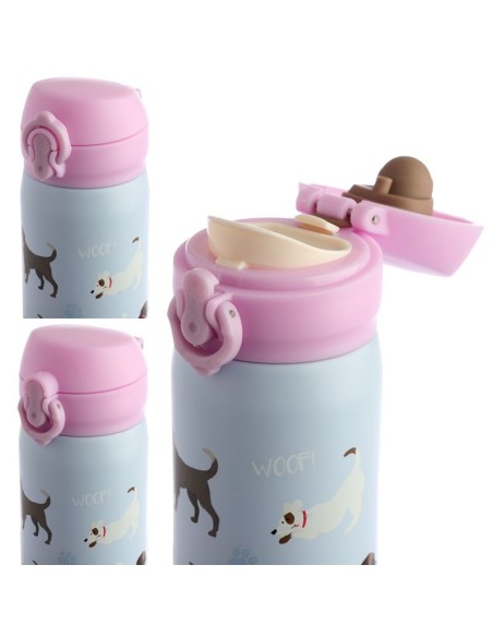 Stainless steel thermal water bottle with dogs - 470 ml PUCBOT147 Futurart | Futurartshop.com