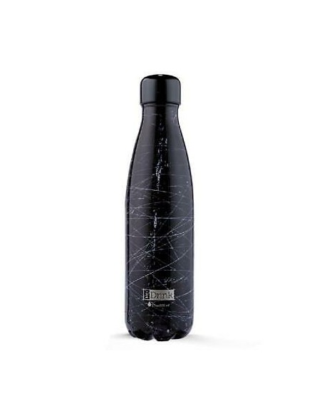 I Drink-grunge black steel thermal water bottle 500 ml TOTID0088 Futurart | Futurartshop.com