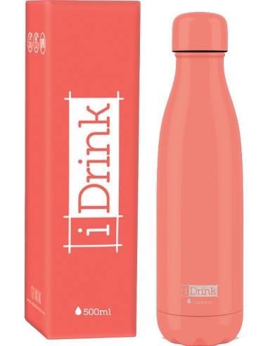 I Drink-thermal water bottle in steel coral color 500 ml TOTID0405 Futurart | Futurartshop.com