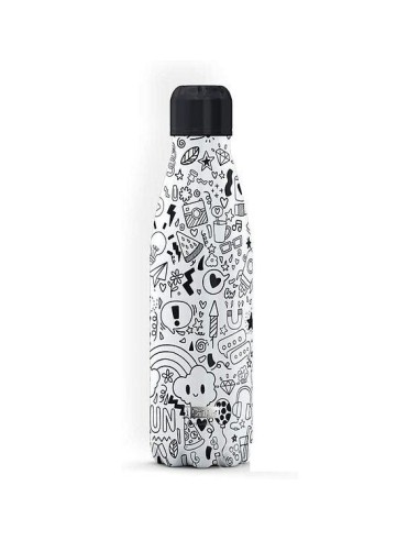 I Drink-thermal water bottle in steel images scribbles 500 ml TOTID0082 Futurart | Futurartshop.com