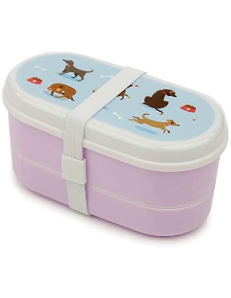 Bento porta pranzo con posate e immagini di cagnolini PUCLBOX51 Futurart | Futurartshop.com