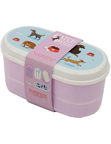 Bento lunch box with cutlery and pictures of dogs PUCLBOX51 Futurart | Futurartshop.com