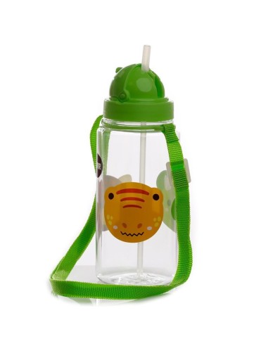 Water bottle with dinosaurs and adjustable shoulder strap - 450 ml PUCBOT123 Futurart | Futurartshop.com