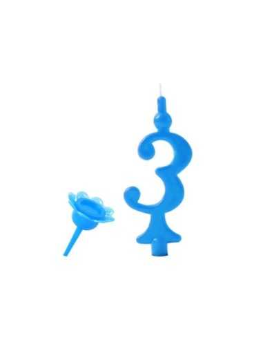 Candelina Numero 3 Azzurra 2237195951338 New Bama Party | Futurartshop.com