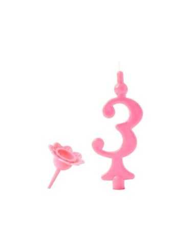Candelina Numero 3 Rosa 2234972568567 New Bama Party | Futurartshop.com