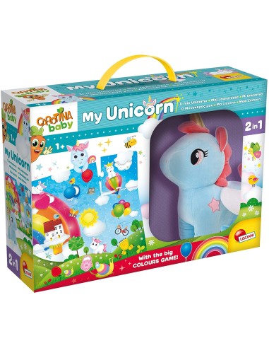 Carotina Baby Peluche Unicorno con mega puzzle LIS76673 Lisciani | Futurartshop.com
