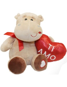 Peluche Ippopotamo con cuore e scritta Ti amo - 25 cm 4MFGF87032 Futurart | Futurartshop.com