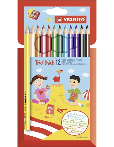 Confezione da 12 pastelli trio maxi con temperino ARV1050492 Stabilo | Futurartshop.com