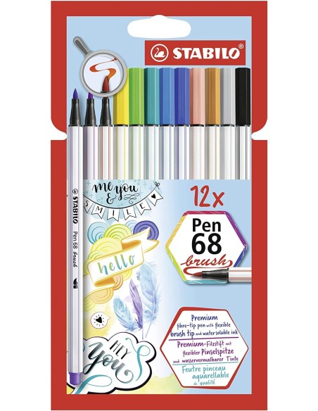 Confezione da 12 pennarelli brush 68 ARV1068632 Stabilo | Futurartshop.com