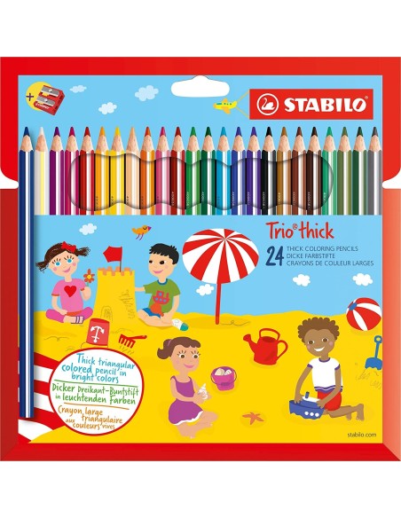 Confezione di 24 pastelli trio thick con temperino ARV1050496 Stabilo | Futurartshop.com