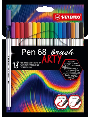Pack of 18 brush 68 art markers BR ARV1068631 Stabilo | Futurartshop.com
