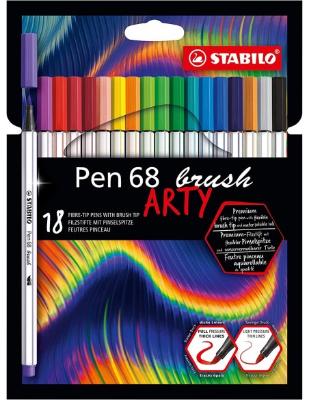 Confezione da 18 pennarelli brush 68 Arty ARV1068631 Stabilo | Futurartshop.com