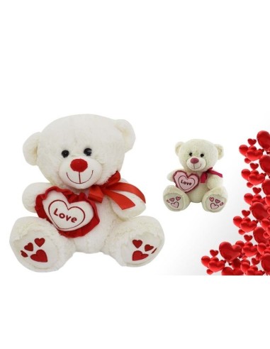 Plush white bear with Heart-2 assorted models ICE46780 Futurart | Futurartshop.com