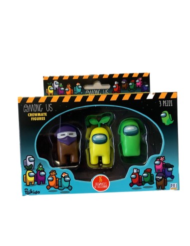 Among Us - Set con 3 personaggi Giallo Marrone Verde GAMGAV57315-3 Futurart | Futurartshop.com