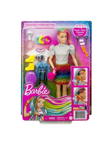 Barbie con capelli multicolore leopardati TOYGRN80/GRN81 Mattel | Futurartshop.com