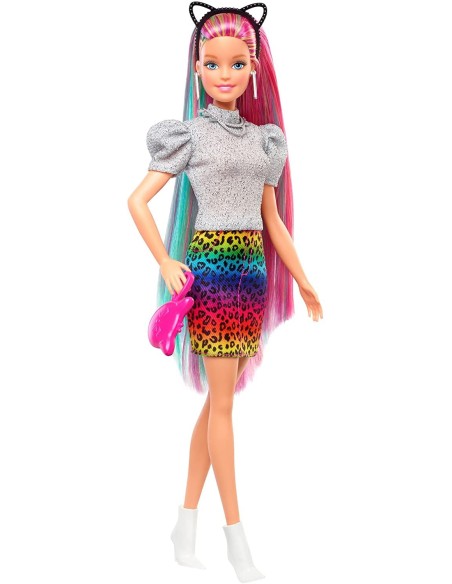 Barbie with multicolored leopard hair TOYGRN80/GRN81 Mattel | Futurartshop.com