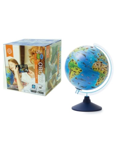 Interactive globe with animals in relief with LED-diameter 25 cm MAG29030 Futurart | Futurartshop.com