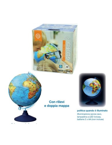 Interactive embossed globe with LED-diameter 25 cm MAG29016 Futurart | Futurartshop.com