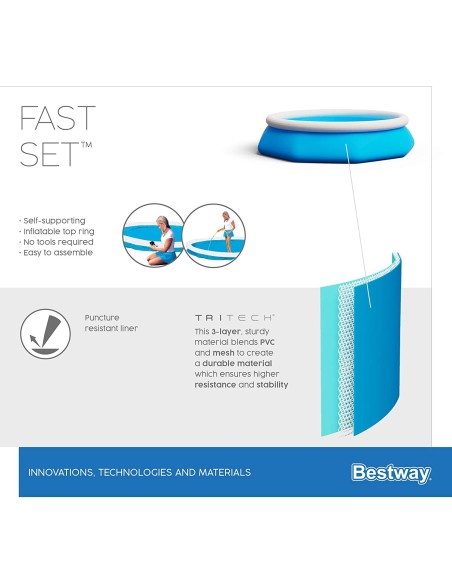 Piscina per famiglia fast set - 244 x 66 cm capacità 2.100 litri GLO57265 Bestway | Futurartshop.com
