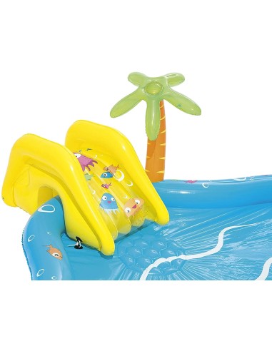 Piscina parco giochi gonfiabile con scivolo - 280 x 257 x 87 cm GLO53067 Bestway | Futurartshop.com
