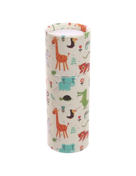 Tubo con matite colorate e immagini degli animali dello zoo PUCPCASE01 Futurart | Futurartshop.com