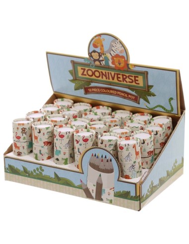 Tube with colored pencils and pictures of zoo animals PUCPCASE01 Futurart | Futurartshop.com