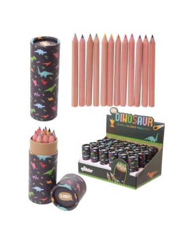 Tube with colored pencils with pictures of dinosaurs PUCPCASE10 Futurart | Futurartshop.com