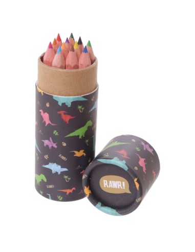 Tubo con matite colorate con immagini di dinosauri PUCPCASE10 Futurart | Futurartshop.com