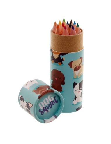 Tubo con matite colorate con immagini di cani PUCPCASE32 Futurart | Futurartshop.com
