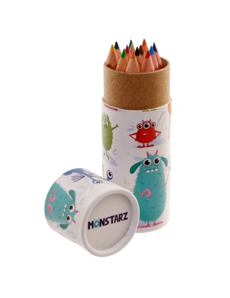 Tube with colored pencils with images of monsters PUCPCASE34 Futurart | Futurartshop.com