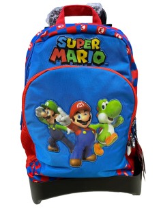 Super Mario Trolle organizzato with organized backpack 3 wheels blue 22-23 PAN67527 Panini | Futurartshop.com