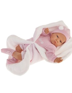 Bambola Reborn Berta con copertina rosa KRE20007 Antonio Juan | Futurartshop.com