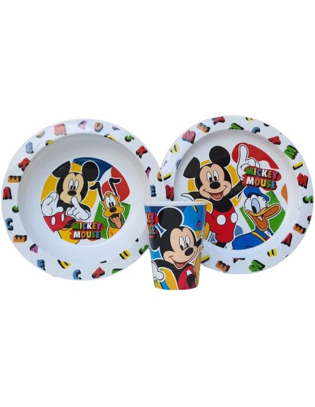 Disney Mickey mouse - Sets of Plates with Glass RTIST09454 Futurart | Futurartshop.com