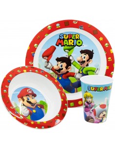 Super Mario - Sets of Plates with Glass ST21449 Futurart- Futurartshop.com