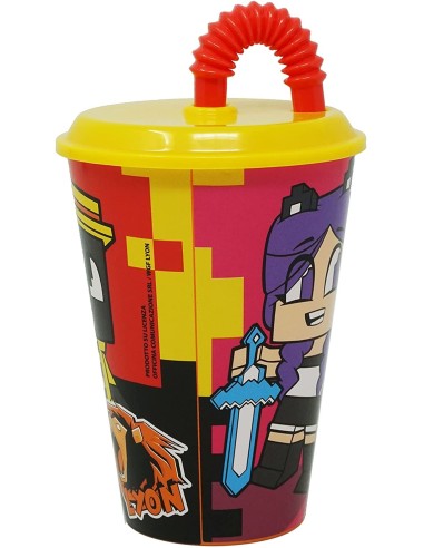 L Gam non Gamer glass with straw - 430 ml 4M08573 Futurart | Futurartshop.com
