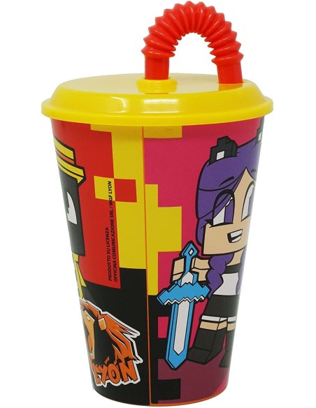Lyon Gamer Bicchiere con cannuccia - 430 ml 4M08573 Futurart | Futurartshop.com