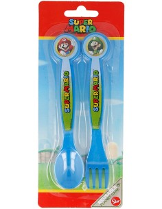 Super Mario - Set of 2 plastic cutlery ST21417 Futurart- Futurartshop.com