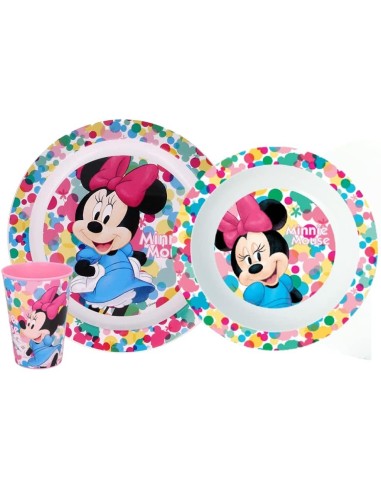 Disney Minnie mouse - Sets of Plates with Glass RTIST09461 Futurart | Futurartshop.com