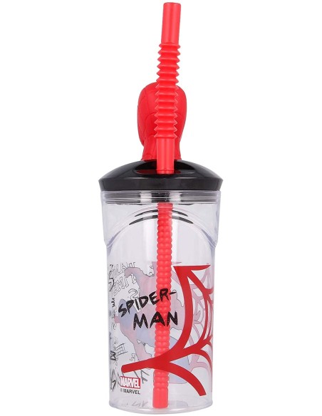 3D Spider-Man glass with straw RTIST51366 Futurart | Futurartshop.com